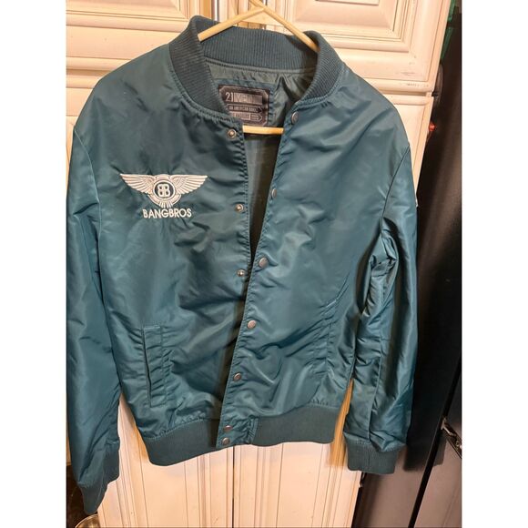 Bangbros Men's 21 Men An American Brand Snap Bomber Jacket Green Size Small - Picture 2 of 10